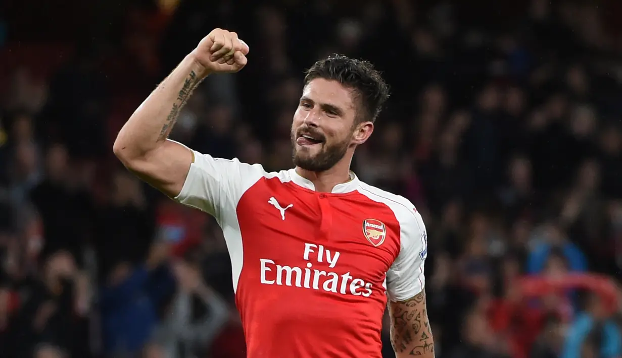 Bergabung sejak tahun 2012, Olivier Giroud telah mengoleksi beberapa gelar bergengsi bersama Arsenal. (EPA/Will Oliver)