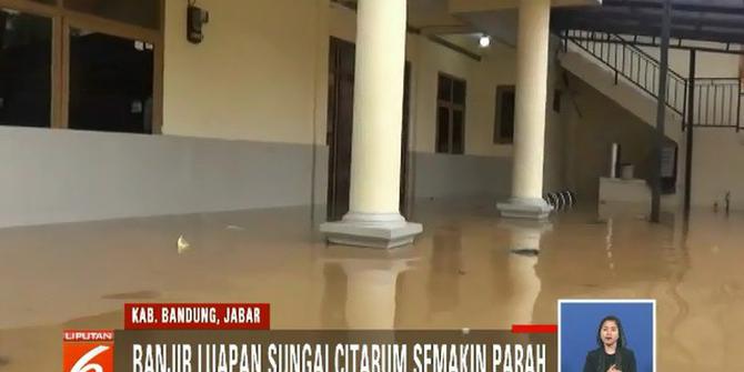 Banjir Luapan Sungai Citarum di Kabupaten Bandung Kian Tinggi dan Meluas