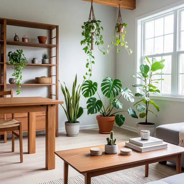 Kebun Rumah Bernuansa Kayu dan Tanaman Hias (Image by Gemini AI)
