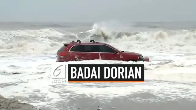 Badai Dorian menghantam wilayah South Carolina, AS. Badai menyebabkan kerusakan di permukiman, bahkan menyeret mobil ke pinggir pantai.