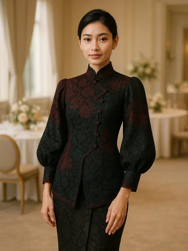 Model Kebaya Janggan Brokat Lengan Balon