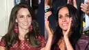 Dari atas hingga bawah, Kate Middleton bersama Meghan Markle terbalut warna burgundy nih. (Getty Images/Cosmopolitan)