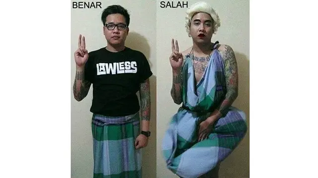 Cara pakai sarung kocak (Sumber: Instagram/awreceh.id)