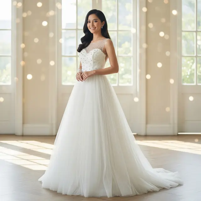9 Model Long Dress Bahan Tulle dengan Potongan Princess Ball Gown, Tampil Memukau