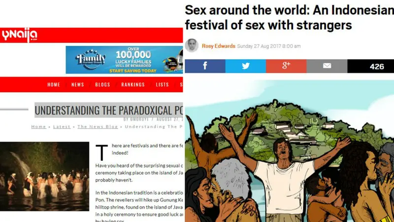 Media asing menyoroti ritual seks di Indonesia. (Metro.co.uk/ynaija.com)