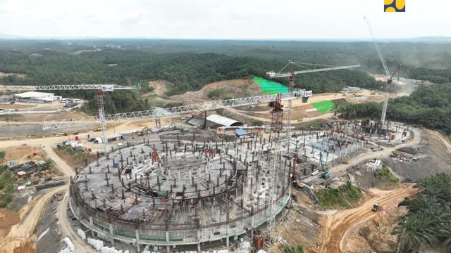 Pembangunan proyek Masjid Negara di Ibu Kota Nusantara (IKN) telah mencapai 45 persen. (Foto: Kementerian PU)