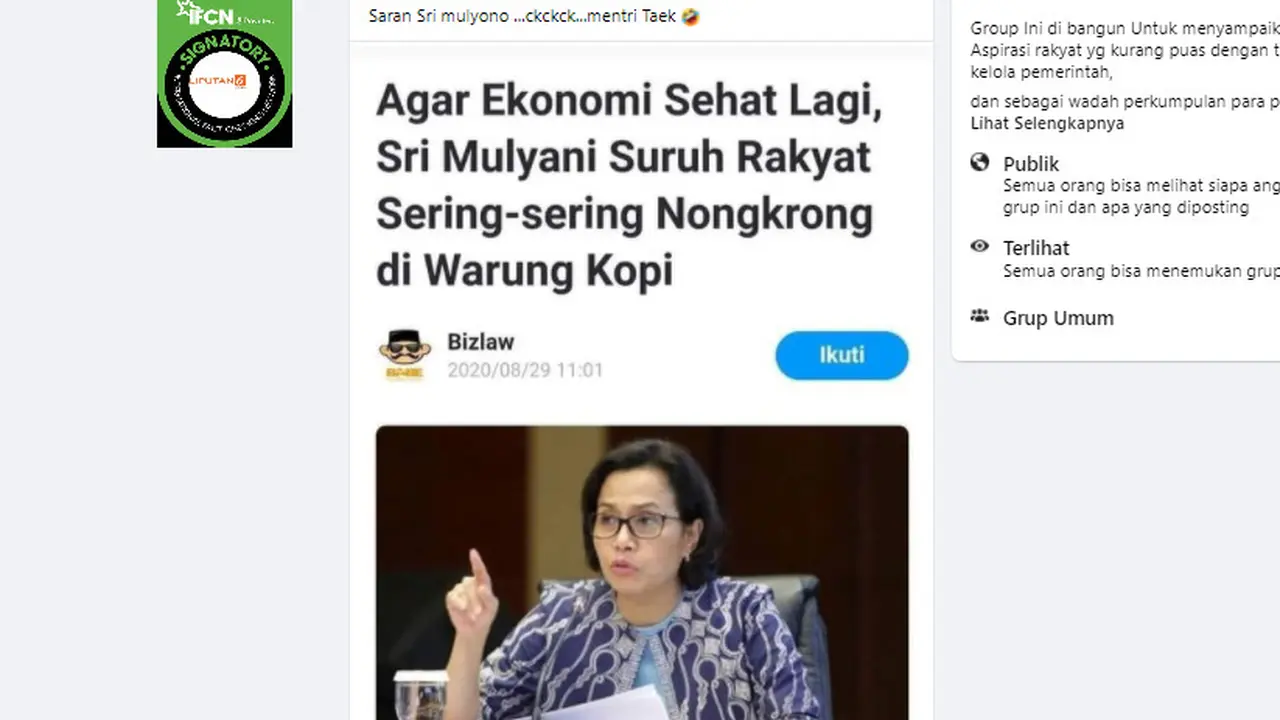 Penelusuran Sri Mulyani Menyuruh Rakyat Sering Nongkrong di Warung Kopi