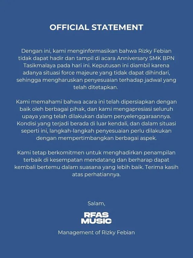 Unggahan Rizky Febian. (Foto: Dok. Instagram @rizkyfbian)