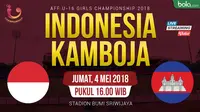 AFF U-16 Putri_Indonesia Vs Kamboja (Bola.com/Adreanus Titus)