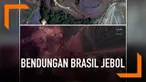 Potret bendungan di Brasil sebelum dan sesudah jebol. Tampak wilayah sekitar bendungan sudah dipenuhi lumpur.