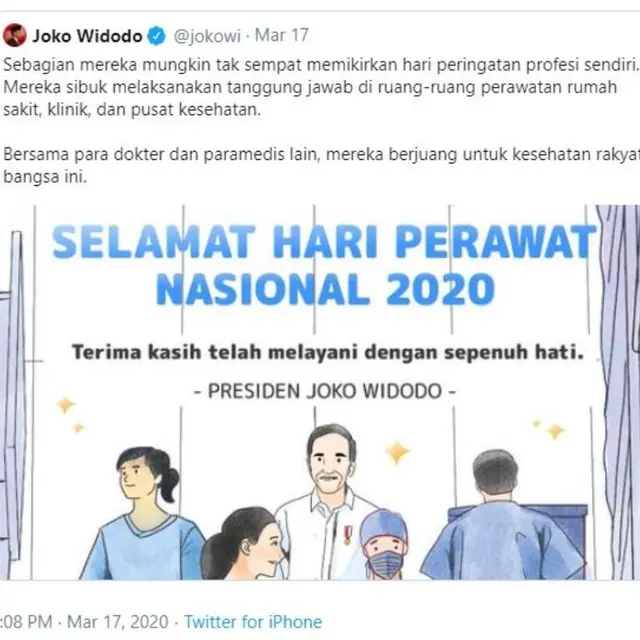 Perawat Pasien Coroa Covid-19 Banjir Ucapan Dukungan, Termasuk dari Jokowi