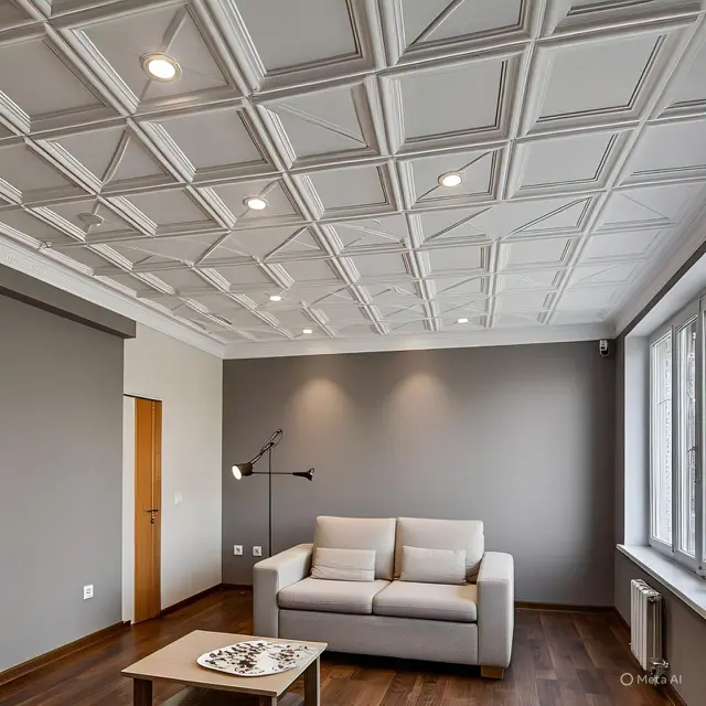 Plafon Gypsum dengan Pola Geometris