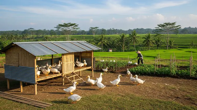 Tips Ternak Bebek Petelur dengan Kandang dari Bambu dan Seng Bekas