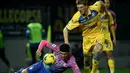 Hujan gol mewarnai laga Frosinone melawan AC Milan. (Filippo MONTEFORTE/AFP)
