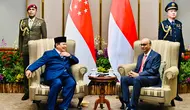 Presiden Prabowo Subianto melakukan courtesy call dengan Presiden Singapura, Tharman Shanmugaratnam, di Parliament House Singapura, Senin (16/6/2025). (Foto: Laily Rachev-Biro Pers Sekretariat Presiden).