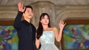 Gerak-gerik Song Hye Kyo dan Song Joong Ki memang selalu jadi sorotan. Salah satu contohnya adalah saat Song Hye Kyo menghadiri acara di Hong Kong. (JUNG YEON-JE/AFP)