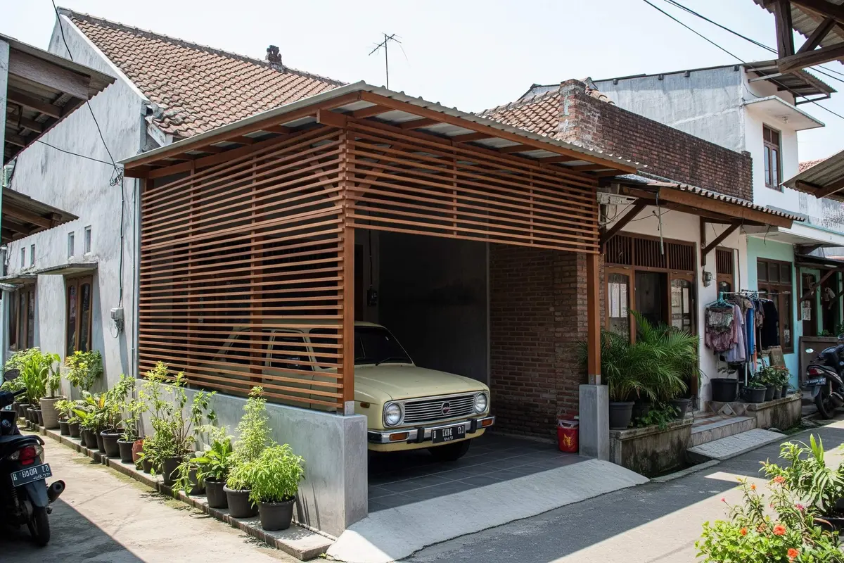 Inspirasi Carport untuk Rumah Hook di Perkampungan