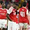 Ekspresi gelandang Arsenal Eberechi Eze (kiri) dan rekan-rekannya setelah kalah dari Paris Saint-Germain di final Liga Champions 2025/2026 di  Puskas Arena, Budapest, Minggu (31/5/2026) dini hari WIB. (Nicolas Tucat/AFP)