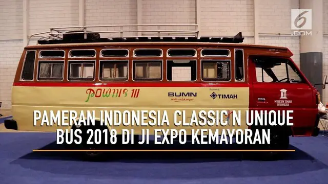 Pameran Indonesia Classic n Unique Bus 2018 di JIExpo Kemayoran  dan memamerkan berbagai bus jadul di Indonesia.