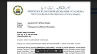 Isi surat yang membuat Arief Rosyid dipecat dari DMI karena memalsukan tanda tangan Jusuf Kalla atau JK. (Istimewa)