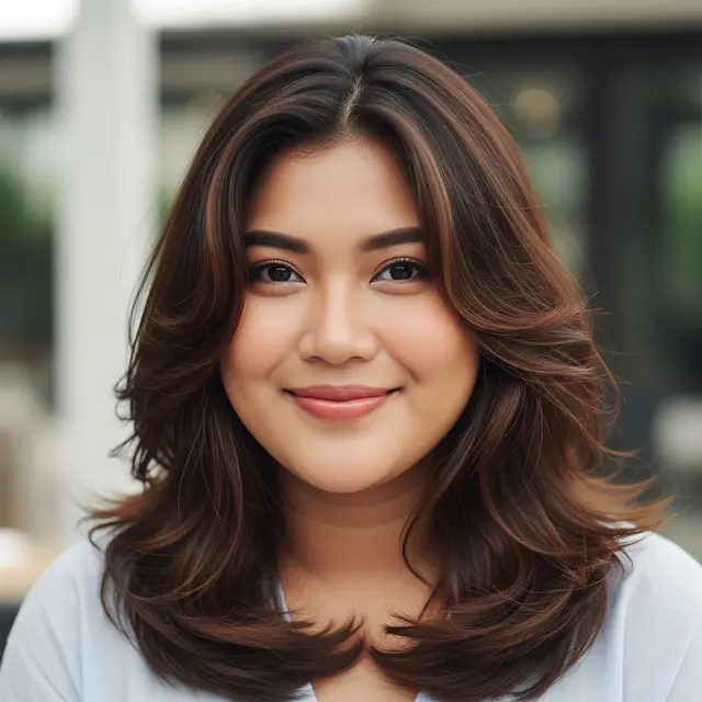 9 Model Rambut Wanita Long Layers Wavy untuk Wajah Bulat, Tampil Tirus dan Memukau