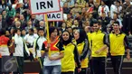 Karateka asal Iran mengikuti defile pembukaan WKF World Junior, Cadet and U-21 Championship 2015 di ICE Serpong, Banten, Kamis (12/11). 1.425 peserta dari 91 negara berlaga di ajang ini. (Liputan6.com/Helmi Fithriansyah)