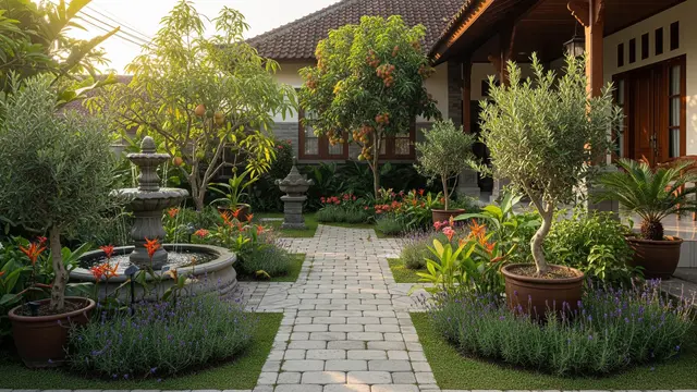 Desain Kebun Buah Campur Tanaman Hias di Halaman Depan Rumah/Gemini AI