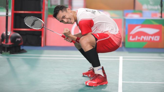 <p>Tunggal putra Indonesia Jonatan Christie lolos ke semifinal Kejuaraan Asia 2022 setelah mengalahkan Loh Kean Yew dari Singapura di Muntinlupa Sports Complex, Manila, Filipina, Jumat (29/4) malam WIB. (foto: PBSI)</p>
