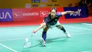 <p>Pebulu tangkis tunggal putri Indonesia, Putri Kusuma Wardani mengembalikan kok ke arah pebulu tangkis Chinese Taipei, Wen Chi Hsu dalam laga perempat final Indonesia Masters 2025 di Istora Senayan, Jakarta, Jumat (24/01/2025). (Bola.com/Bagaskara Lazuardi)</p>