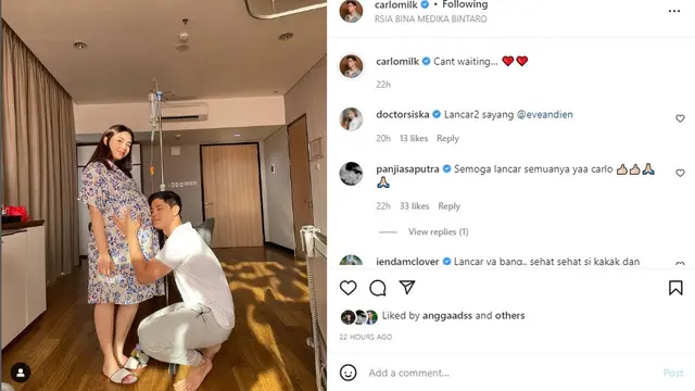 Istri Carlo Milk melahirkan anak kedua (Foto: Instagram/@carlomilk)