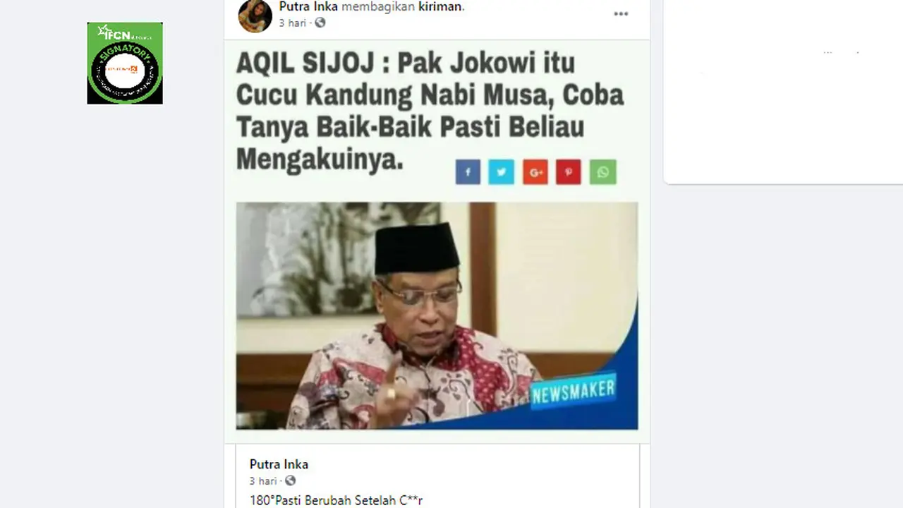 Penelusuran Pernyataan Aqil Sijoj Jokowi Cucu Kandung Nabi Musa