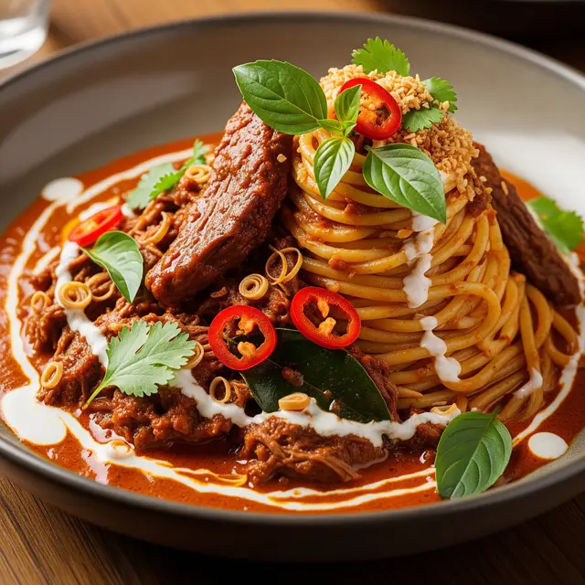 Spaghetti Rendang (AI Generated)