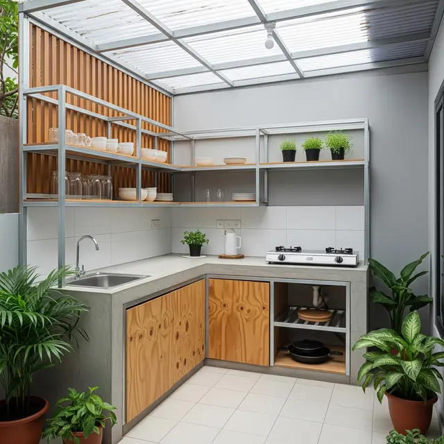 6 Desain Dapur Belakang dengan Baja Ringan yang Bisa Dibangun Bertahap