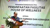 Kepala Badan Standardisasi dan Kebijakan Jasa Industri (BSKJ) Andi Rizaldi pada acara penandatanganan Perjanjian Kerja Sama (PKS) Pemanfaatan Fasilitas HoW di BBSPJIKFK, Jakarta.
