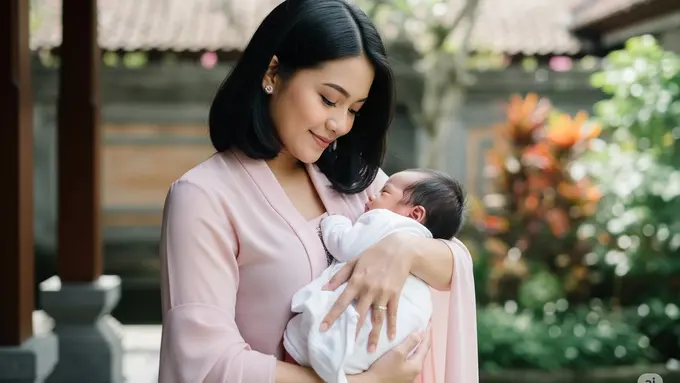 Outfit Ibu Gendong Anak. Foto: Gemini