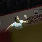 Pebulu tangkis tunggal putri Indonesia, Putri Kusuma Wardani saat menghadapi wakil Amerika Serikat, Iris Wang pada laga babak 32 besar Kejuaraan Bulu Tangkis Indonesia Open 2023 di Istora Senayan, Jakarta, Selasa (13/6/2023). Putri Kusuma Wardani menang rubber game 15-21, 22-20 dan 23-21. (Bola.com/Bagaskara Lazuardi)