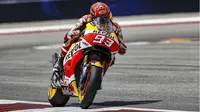 Pebalap Repsol Honda, Marc Marquez, menjadi yang tercepat pada sesi latihan bebas kedua MotoGP Austin di Circuit of the Americas, Texas, AS, Jumat (21/4/2017). (Bola.com/Twitter/HRC_MotoGP)
