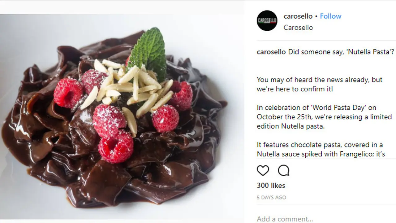 Nutella Pasta, Hidangan Unik Bagi Pecinta Cokelat