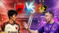 Ilustrasi duel pelatih PSM vs Persik di BRI LIga 1. (Bola.com/Gemini)