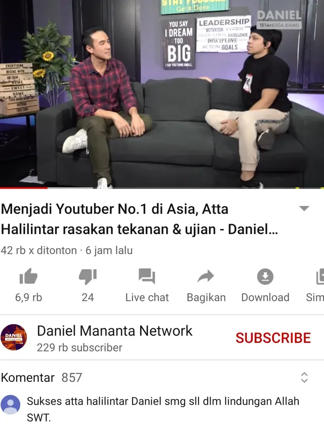 Unggahan Daniel Mananta. (Foto: YouTube Daniel Mananta Network)