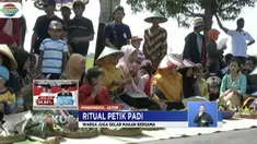 Sebagai rasa syukur atas panen berlimpah, warga Ponorogo, Jawa Timur, menggelar kirab ratusan tumpeng di pematang sawah.