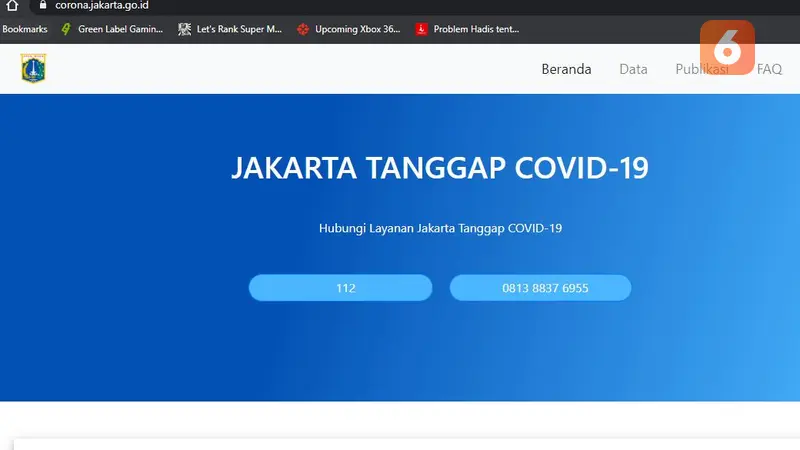 situs pemantauan virus corona corona.jakarta.go.id