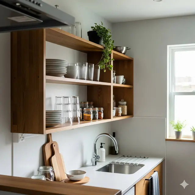 Dapur Minimalis dengan Rak Terbuka