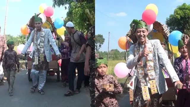 pengantin ditarik gerobak