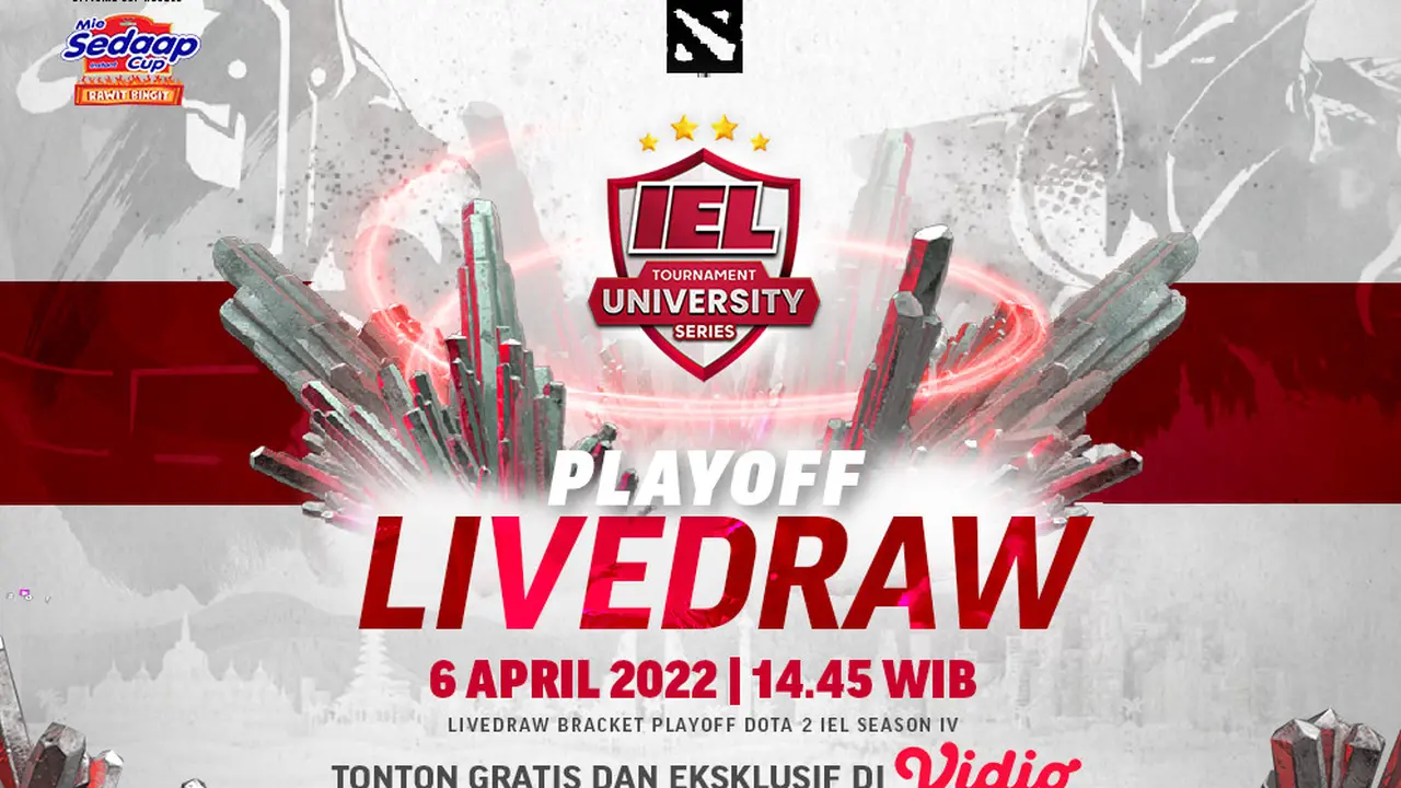 Saksikan Live Streaming Drawing Playoff IEL University Season 4 Dota 2 di Vidio, 6 April 2022
