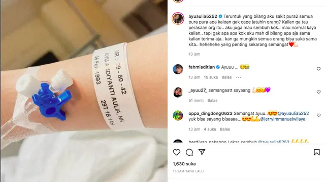 Ayu Aulia Kembali Terbaring di Rumah Sakit Jelang Pemeriksaan Polisi. (instagram.com/ayuaulia5252)