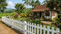 Pagar Rumah Kampung Warna Natural yang Menenangkan, Harmoni Estetika dan Kesejukan Alami