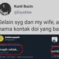 6 Nama Kontak Pacar ala Netizen Ini Kelewat Unik, Bikin Ngakak  (sumber: Twitter/luculucuaaan)