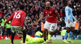 Manchester United berhasil memenangkan laga saat menjamu Manchester City dalam pertandingan lanjutan Liga Inggris 2025/2026 di Old Trafford, Manchester, Inggris, Sabtu (17/01/2026) waktu setempat. (AFP/Darren Staples)