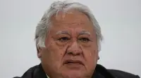 Perdana Menteri Samoa, Tuilaepa Sailele Malielegaoi, digambarkan pada tahun 2018, meminta masyarakat untuk tidak beralih ke "pengobatan alternatif" untuk campak. (Daniel Leal-Olivas/AFP)